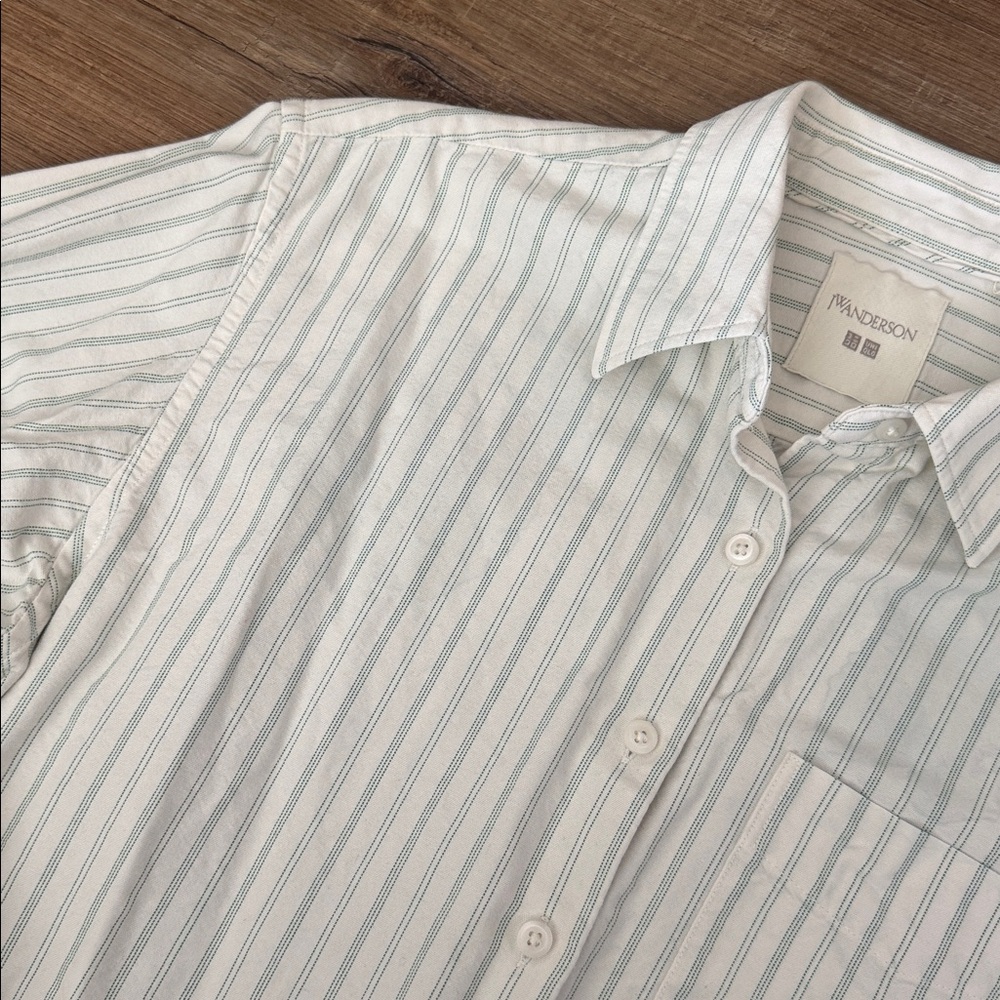 Uniqlo JW Anderson Oxford Boxy Shirt Cotton Striped Button Up Shirt Top XS - Picture 4 of 4